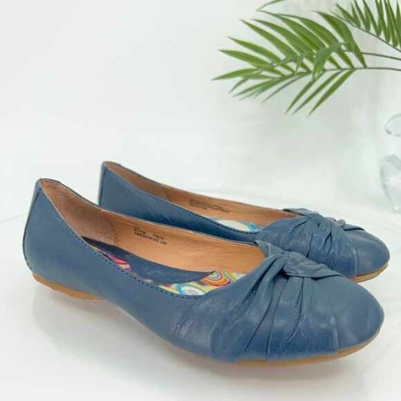 Born Women's Lilly Ballet Flat Size 7 Navy Blue Leather Slip On Knot Bow Shoes - Picture 3 of 13